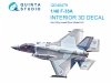 Quinta Studio QD48479 F-35A 3D-Printed & coloured Interior on decal paper (Kitty Hawk/Zimi Model) 1/48